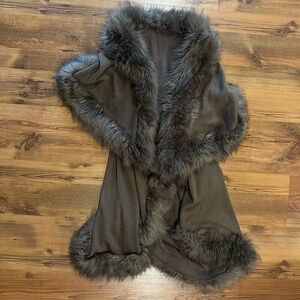 BOGO Faux Fur Trimmed Sweater Cape